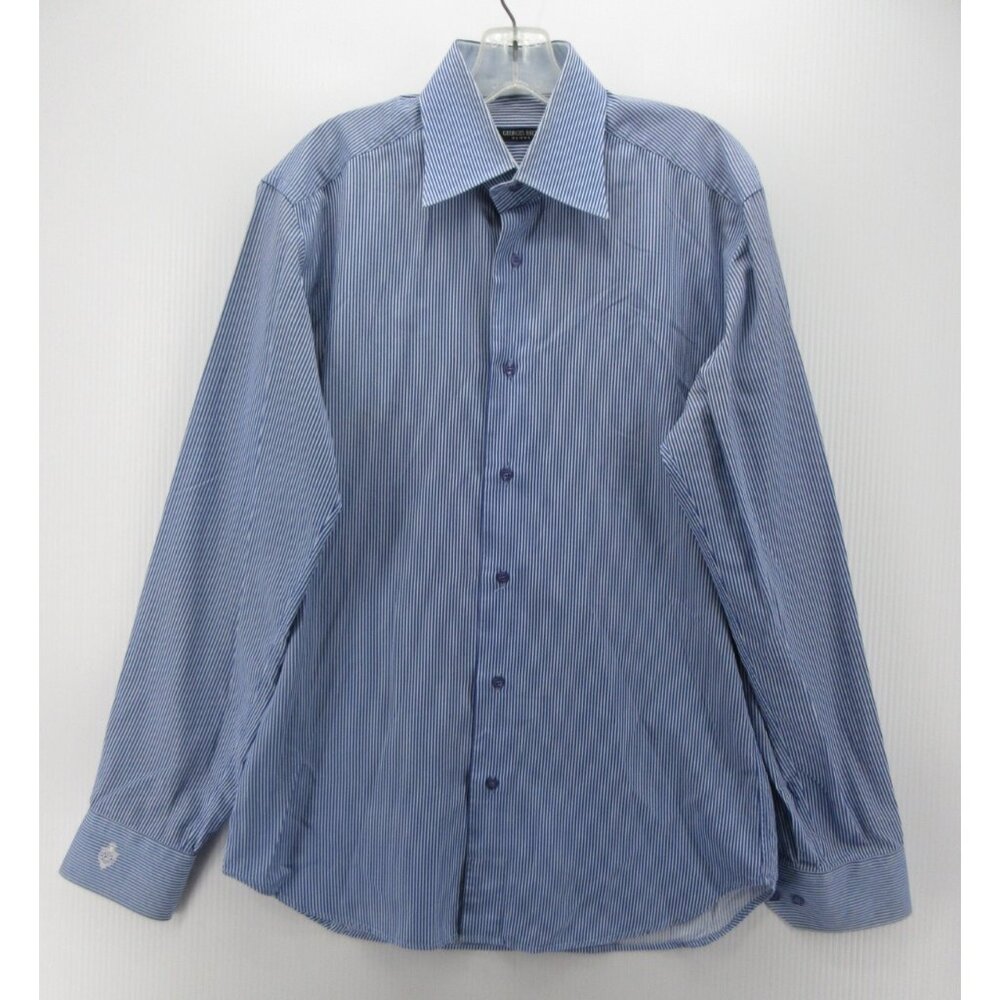 Georges Rech Shirt 3 Button Down Dress Shirt Striped Preppy Medium
